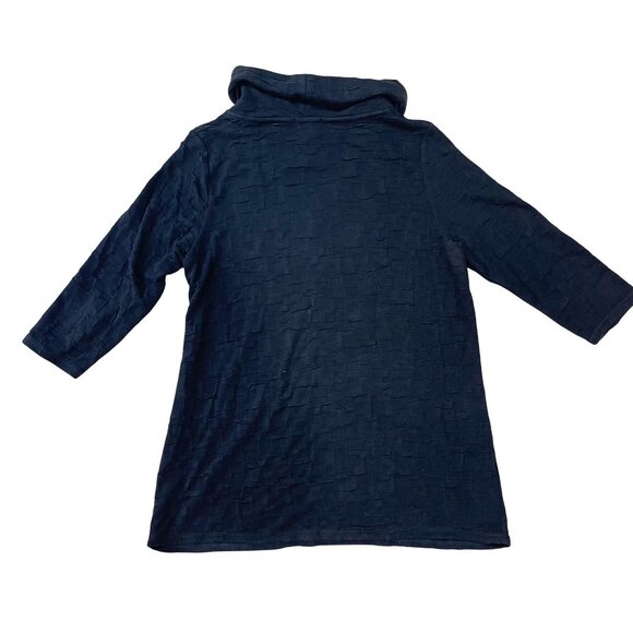 Peck & Peck Cowl Neck Textured Tunic Top Women's Size XL Black Rayon 3/4 Sleeves - Picture 2 of 11